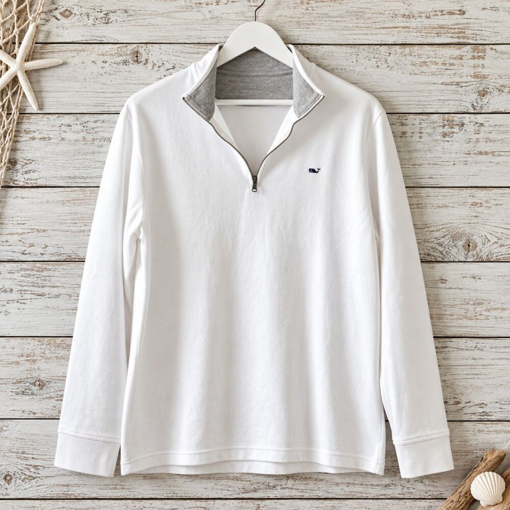 NWOT Vineyard Vines Saltwater Quarter-Zip | Men’s L White Gray
